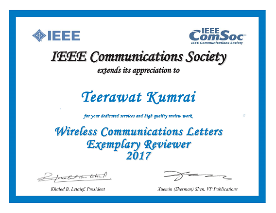 IEEE Wireless Communications Letters Exemplary Reviewer 2017