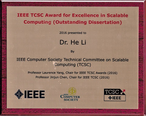 IEEE TCSC Award for Excellence (Outstanding Ph.D Thesis)