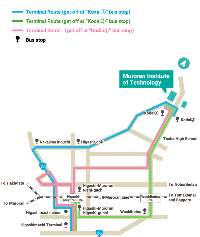 Muroran city bus guide map